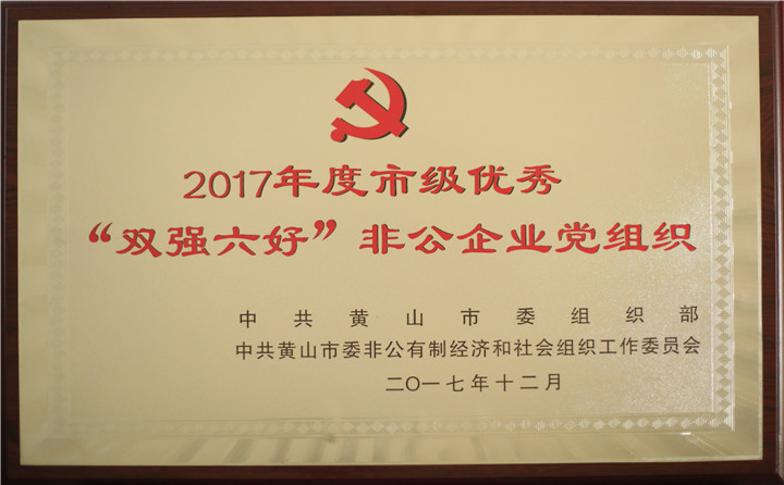 2017年度市級優(yōu)秀“雙強六好”非公企業(yè)黨組織